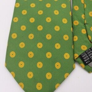 Rubinacci Vintage Green Bullseye Circle Dot Silk Necktie Italy Classic Style